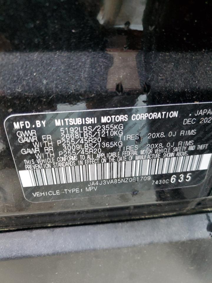 2022 MITSUBISHI OUTLANDER SEL VIN:JA4J3VA85NZ061709