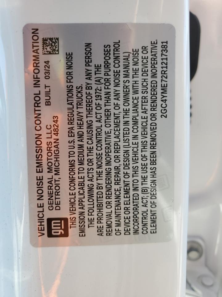 2024 CHEVROLET SILVERADO K2500 CUSTOM VIN:2GC4YME72R1217381