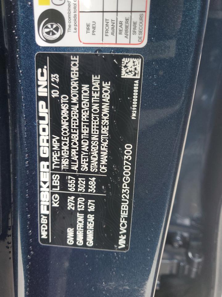 2023 FISKER INC. OCEAN EXTREME VIN:VCF1EBU23PG007300