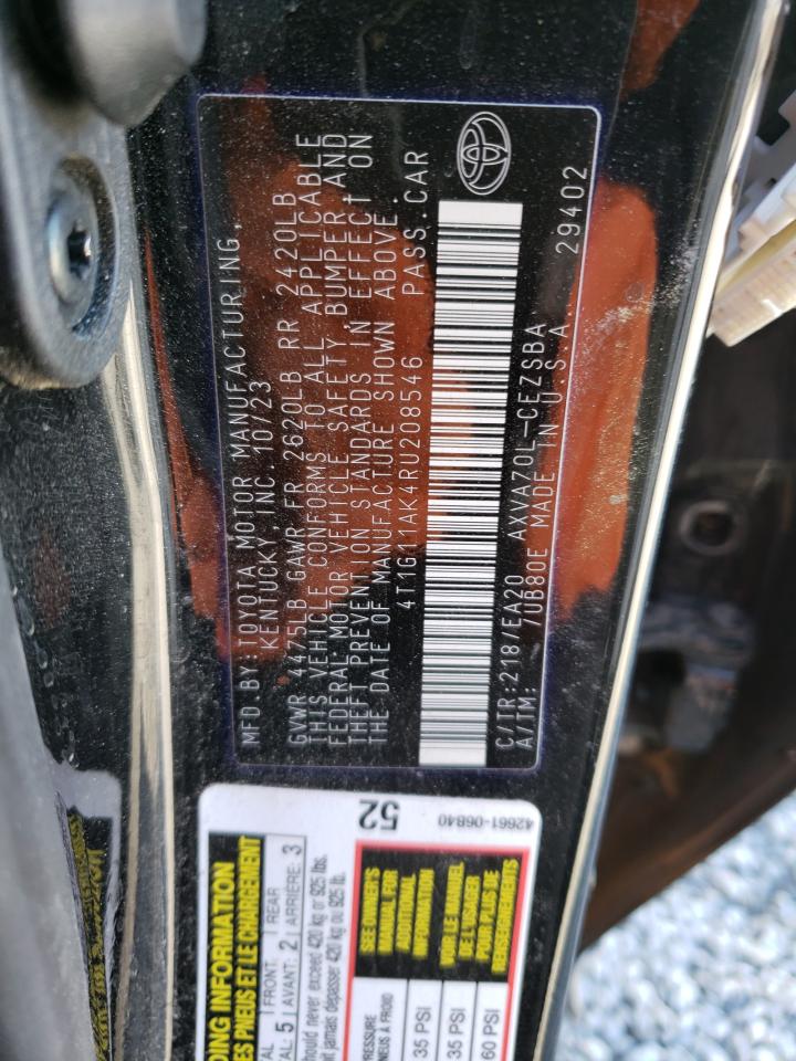 2024 TOYOTA CAMRY SE NIGHT SHADE VIN:4T1G11AK4RU208546