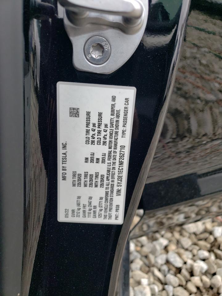 2022 TESLA MODEL 3 VIN:5YJ3E1EC1NF262710
