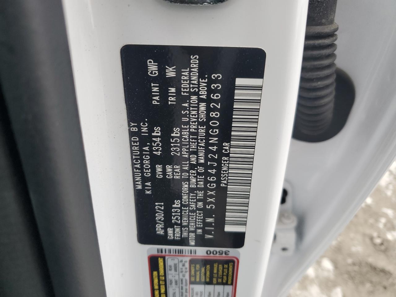 2022 KIA K5 GT LINE VIN:5XXG64J24NG082633