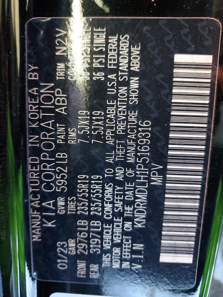 2023 KIA SORENTO SX PRESTIGE VIN:KNDRMDLH1P5169316