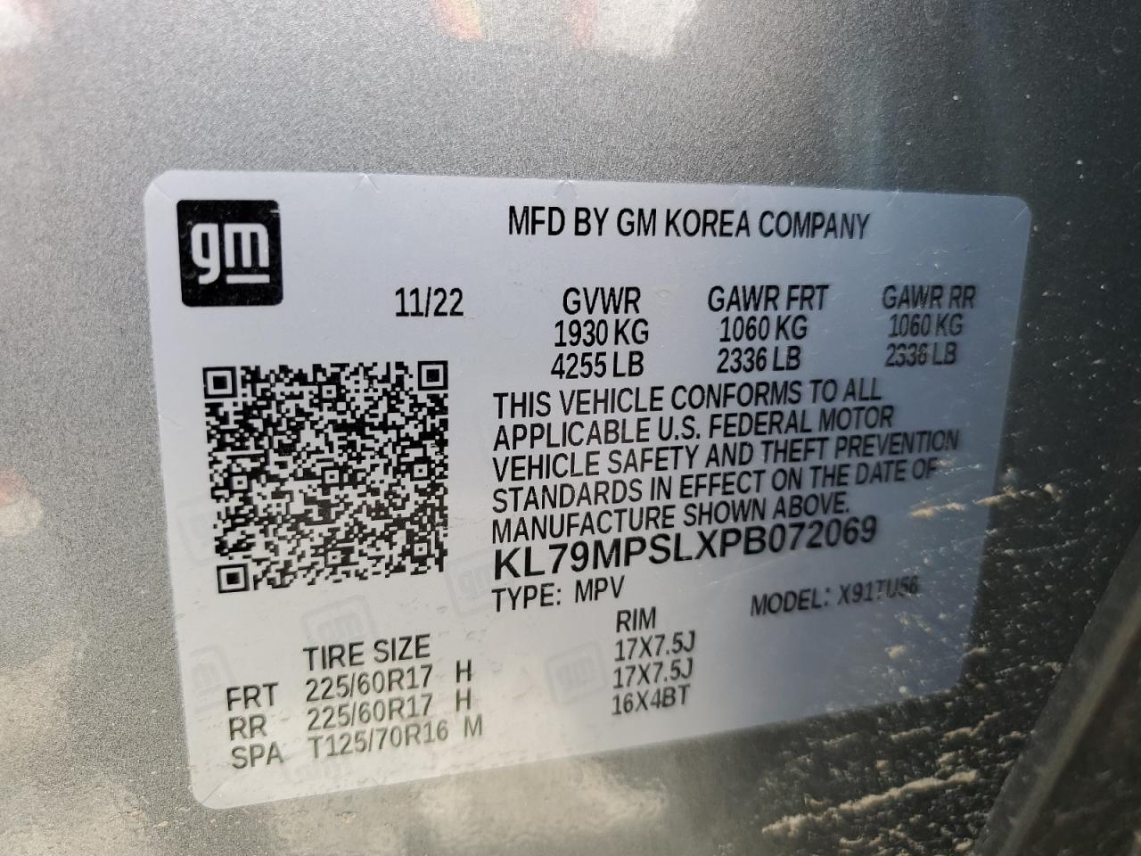 2023 CHEVROLET TRAILBLAZER LT VIN:KL79MPSLXPB072069