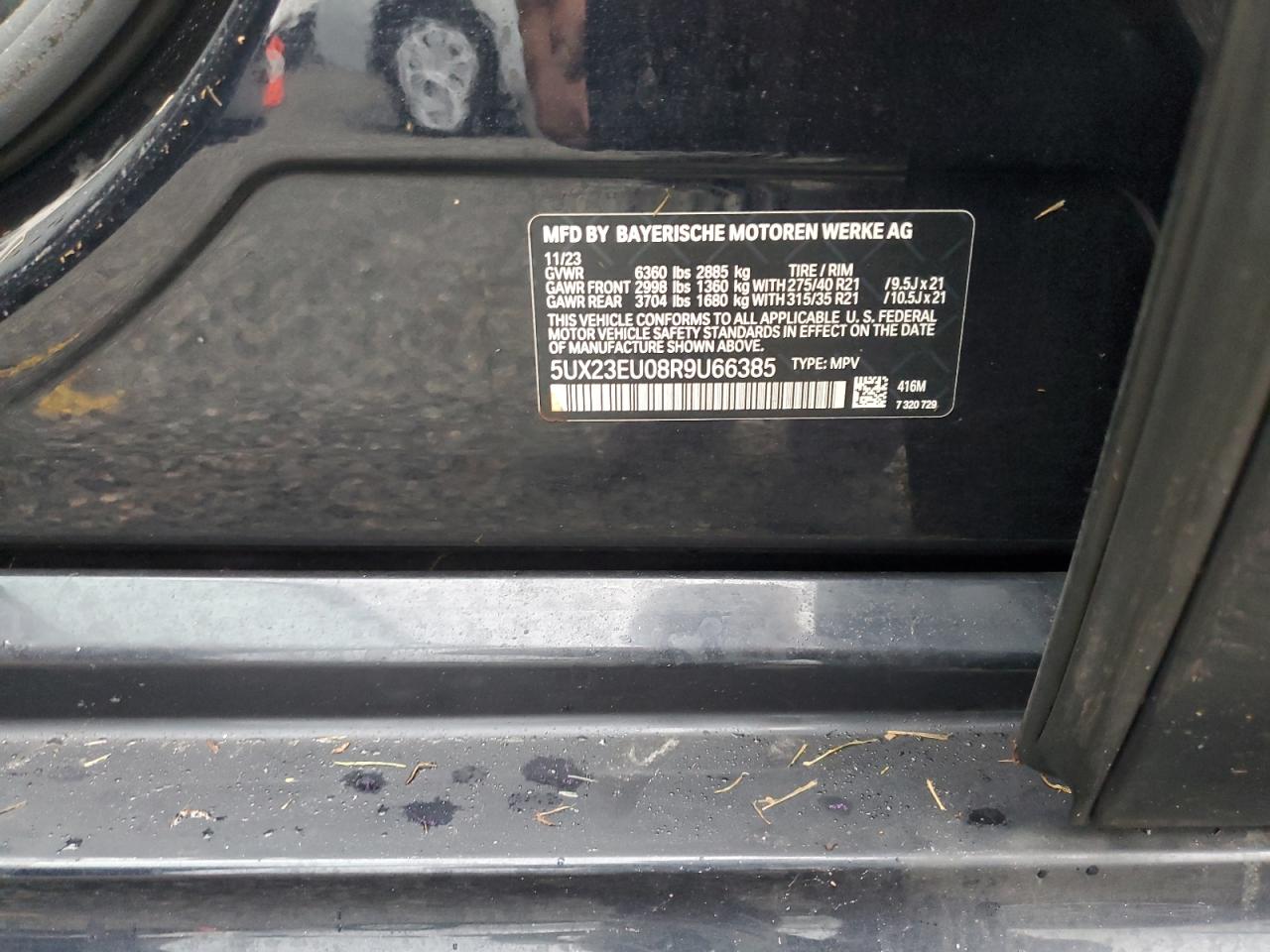 2024 BMW X5 XDRIVE40I VIN:5UX23EU08R9U66385