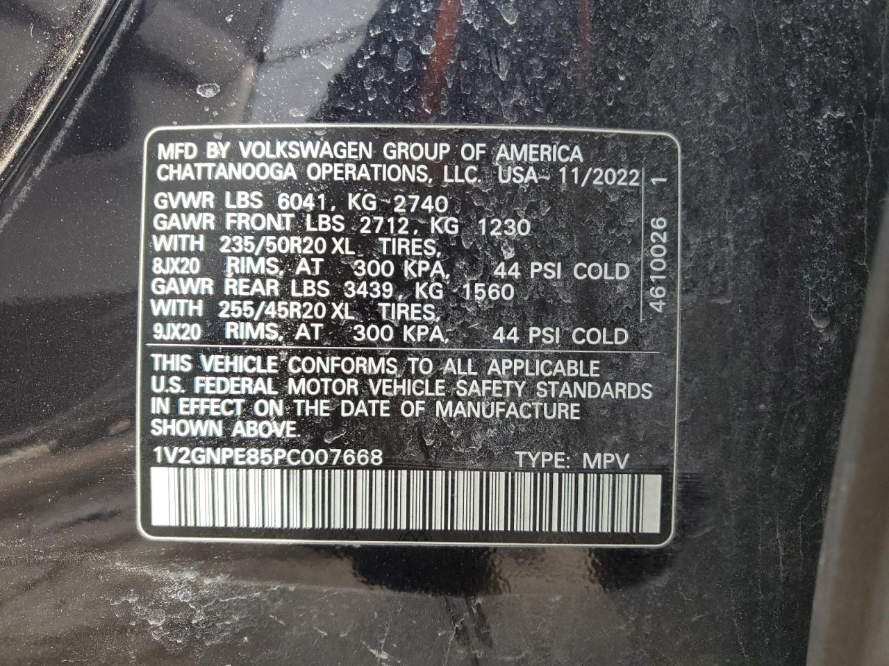 2023 VOLKSWAGEN ID.4 PRO S VIN:1V2GNPE85PC007668