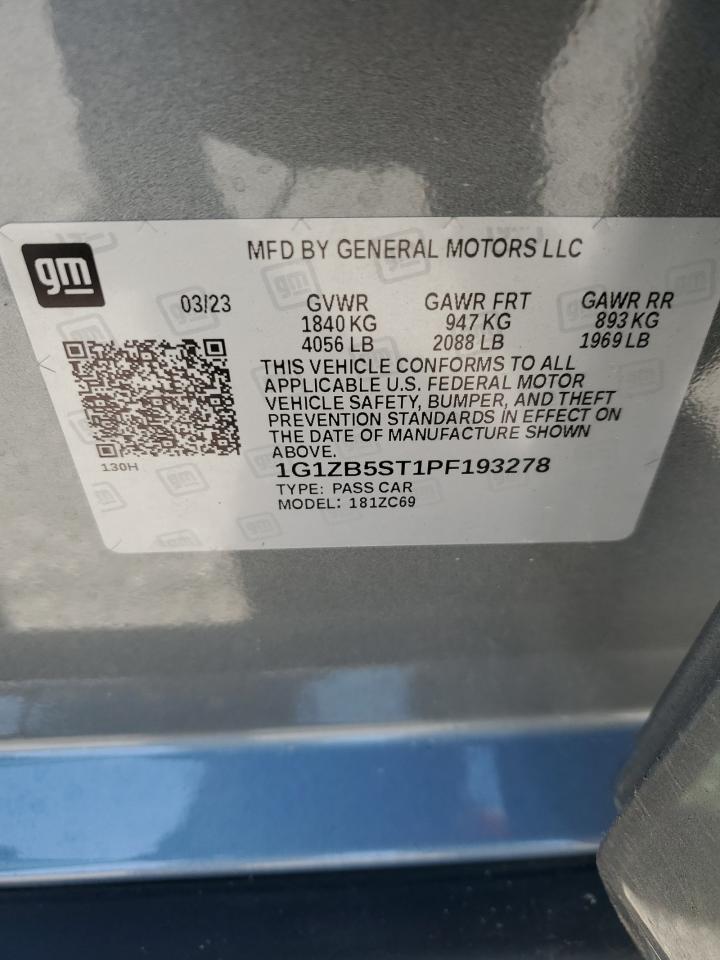 2023 CHEVROLET MALIBU LS VIN:1G1ZB5ST1PF193278