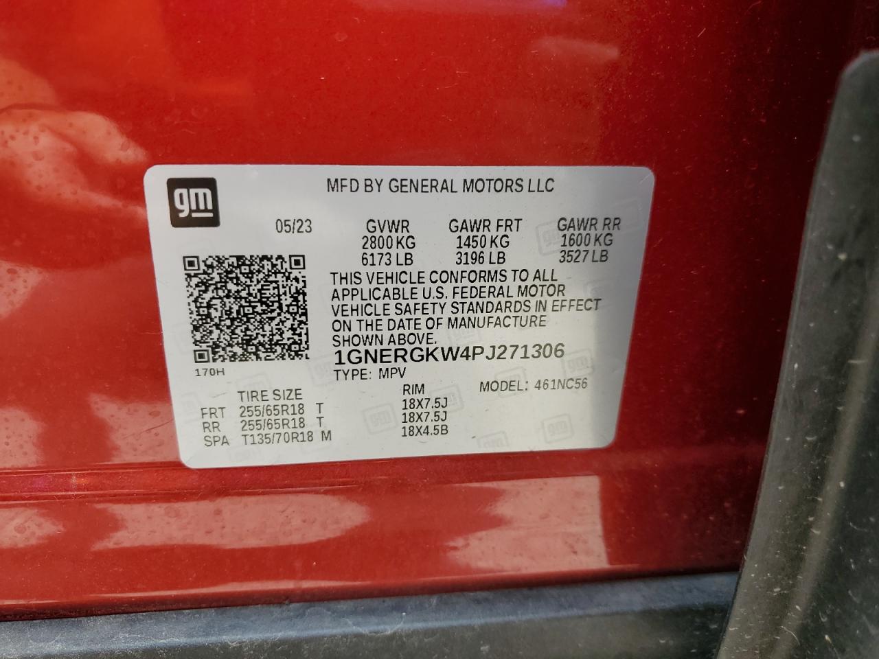 2023 CHEVROLET TRAVERSE LT VIN:1GNERGKW4PJ271306