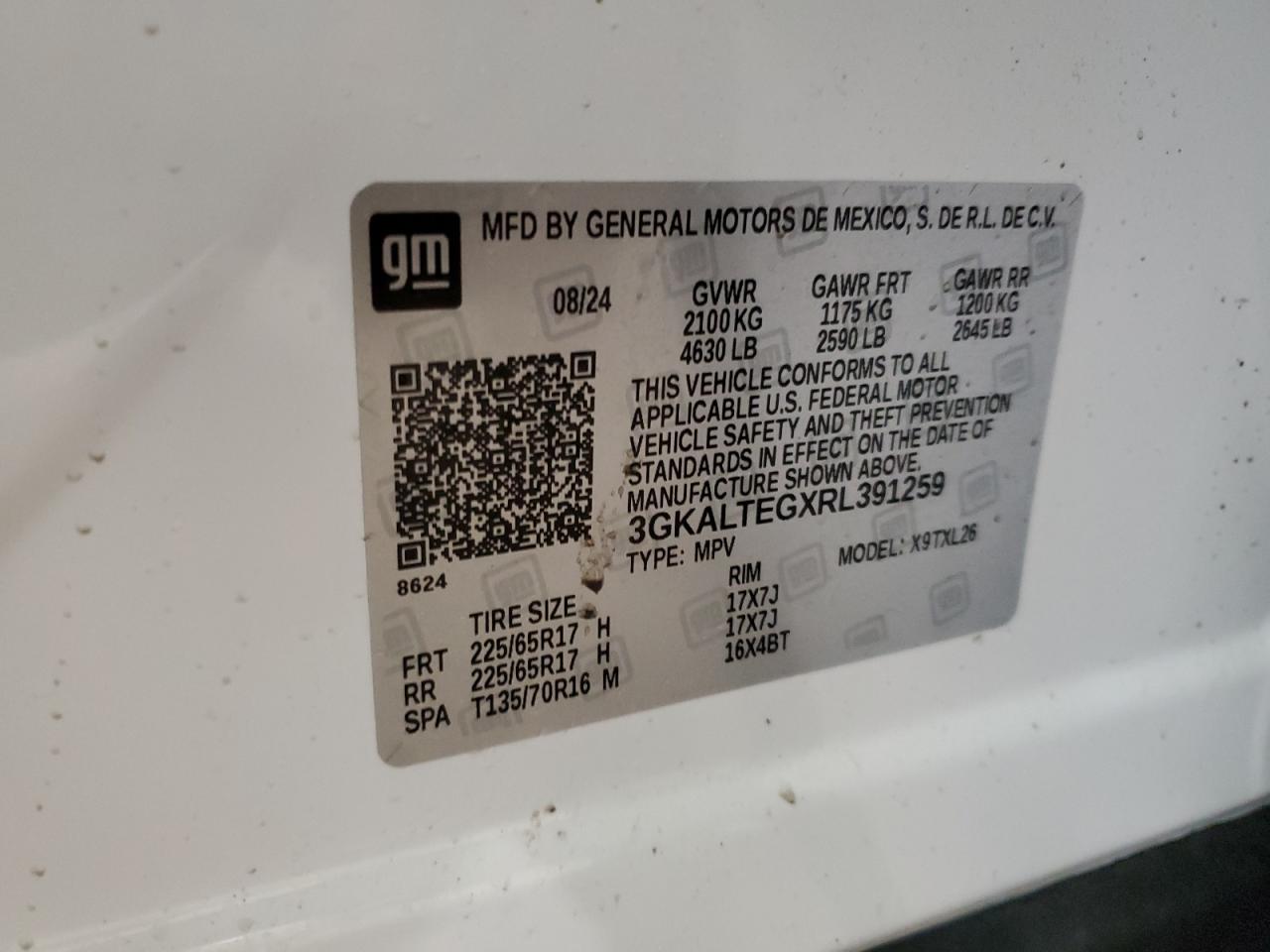 2024 GMC TERRAIN SLE VIN:3GKALTEGXRL391259