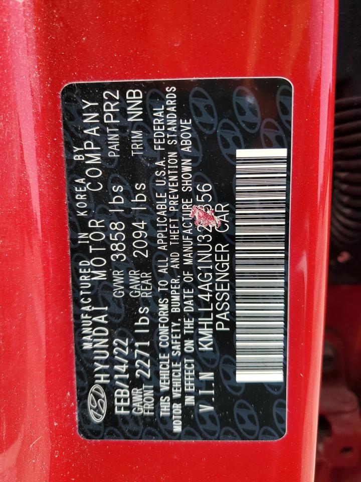 2022 HYUNDAI ELANTRA SE VIN:KMHLL4AG1NU329356