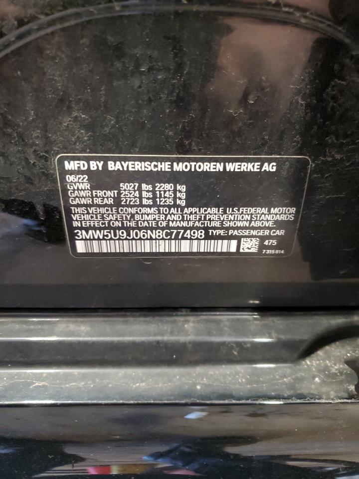 2022 BMW M340XI VIN:3MW5U9J06N8C77498