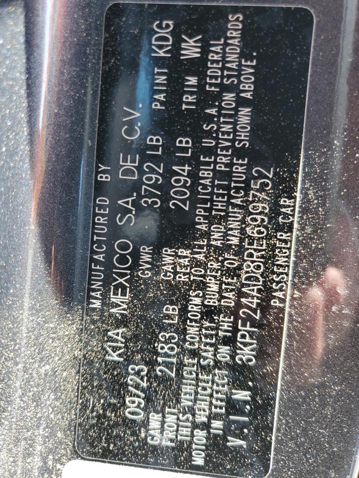 2024 KIA FORTE LX VIN:3KPF24AD8RE699752