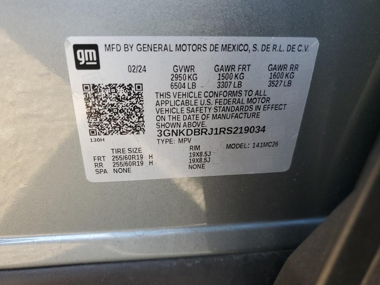 2024 CHEVROLET BLAZER 2LT VIN:3GNKDBRJ1RS219034