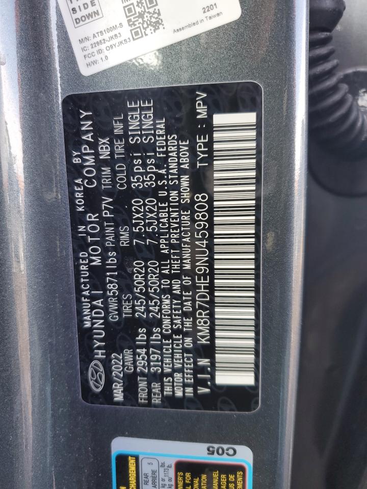 2022 HYUNDAI PALISADE CALLIGRAPHY VIN:KM8R7DHE9NU459808