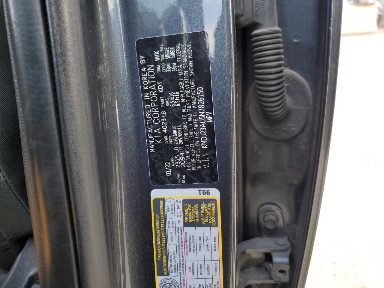 2022 KIA SOUL LX VIN:KNDJ23AU5N7826150