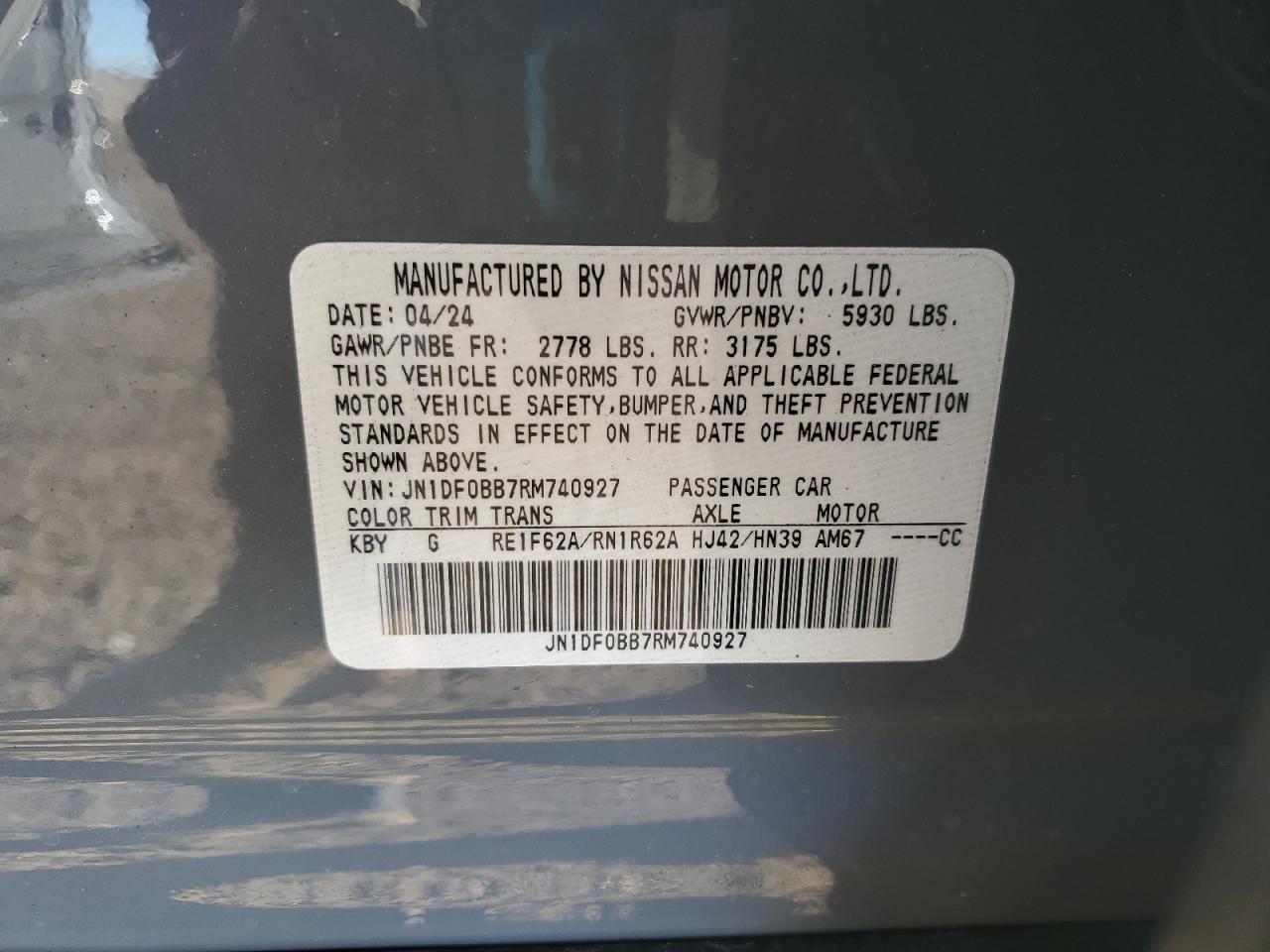 2024 NISSAN ARIYA EVOLVE+ VIN:JN1DF0BB7RM740927
