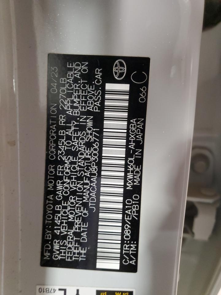 2023 TOYOTA PRIUS LE VIN:JTDACAAU8P3006771