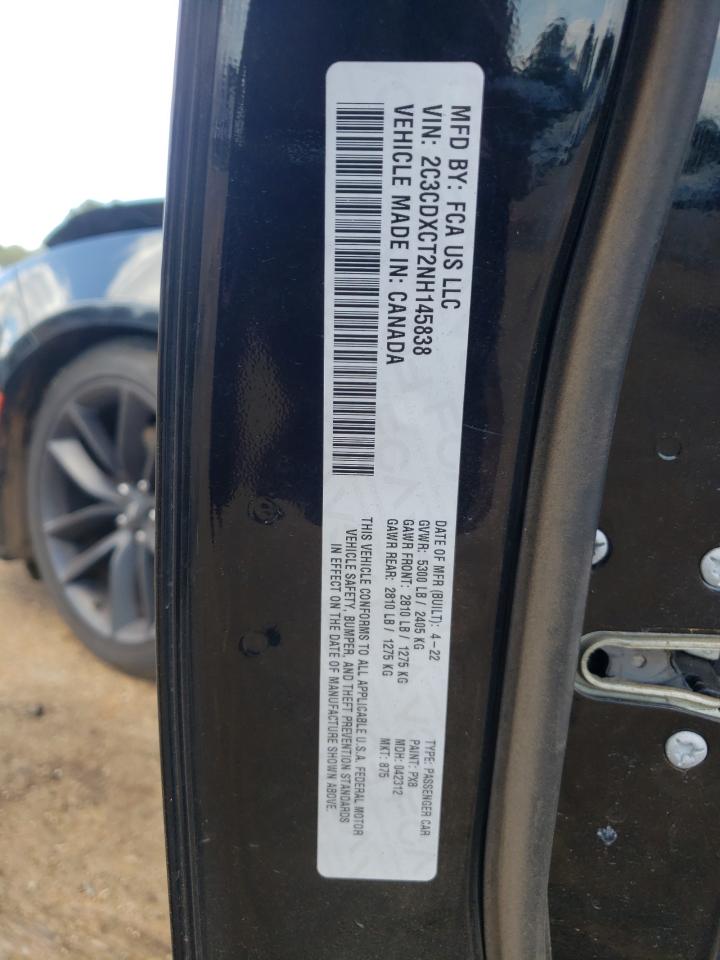 2022 DODGE CHARGER R/T VIN:2C3CDXCT2NH145838