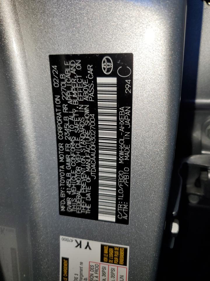 2024 TOYOTA PRIUS LE VIN:JTDACAAU0R3027004