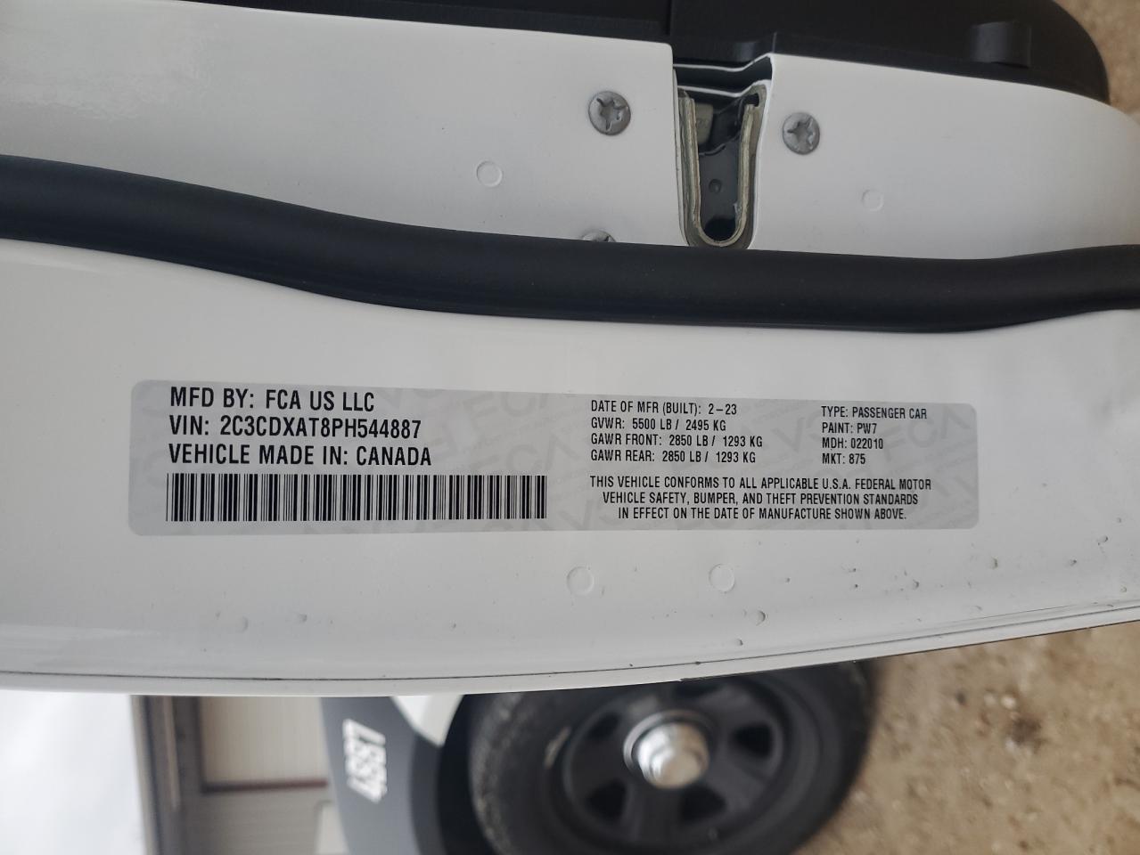 2023 DODGE CHARGER POLICE VIN:2C3CDXAT8PH544887