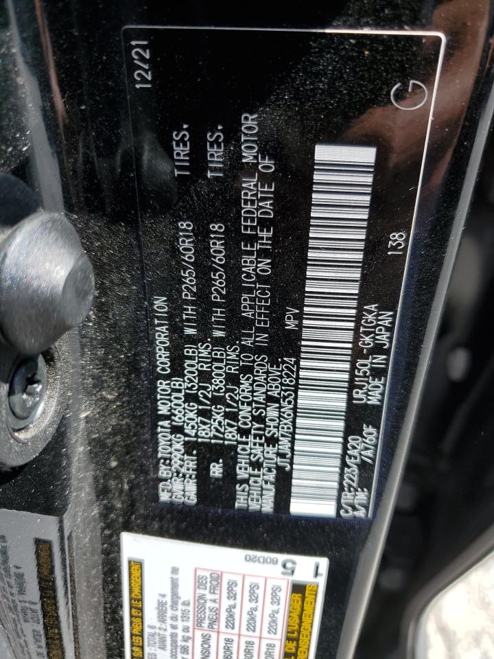 2022 LEXUS GX 460 VIN:JTJAM7BX6N5318224