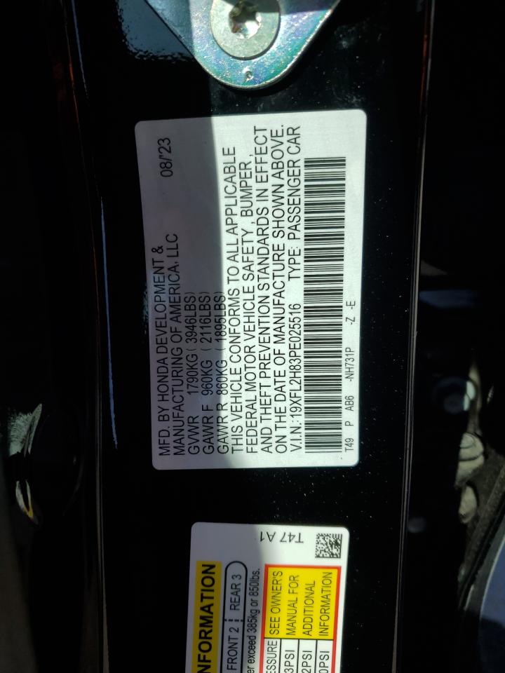 2023 HONDA CIVIC SPORT VIN:19XFL2H83PE025516