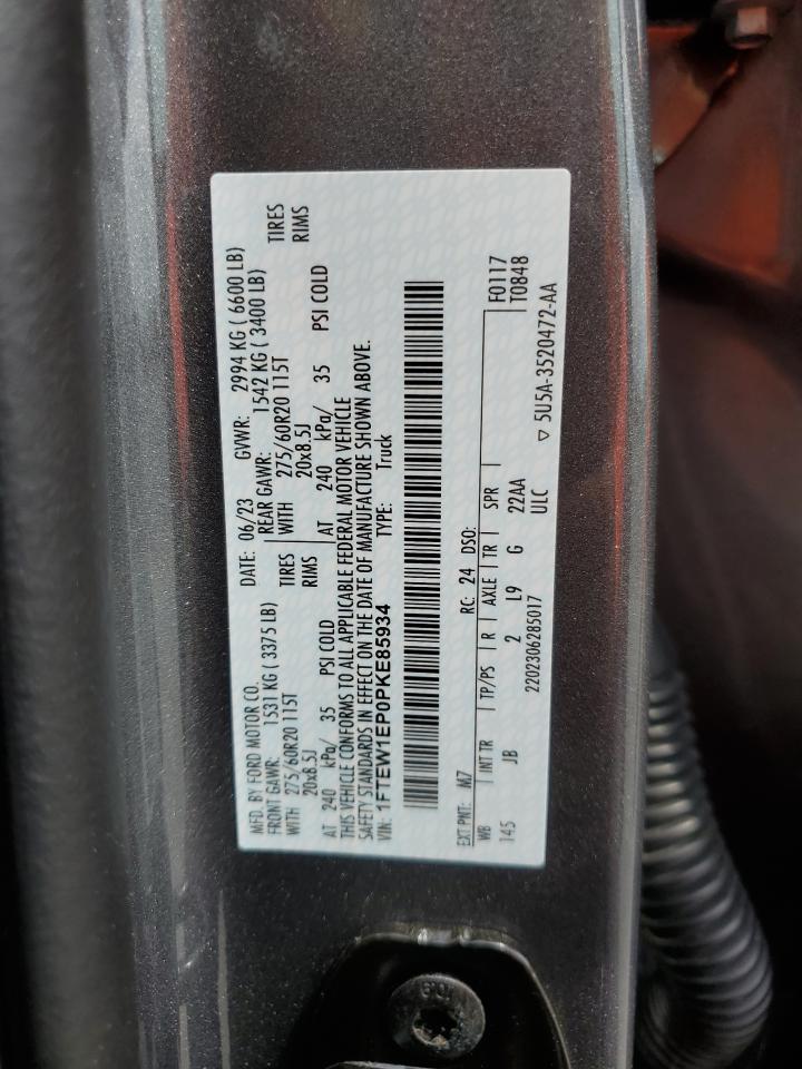 2023 FORD F150 SUPERCREW VIN:1FTEW1EP0PKE85934