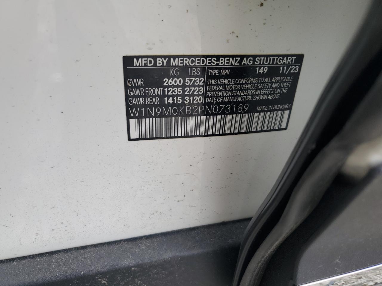 2023 MERCEDES-BENZ EQB 300 4MATIC VIN:W1N9M0KB2PN073189