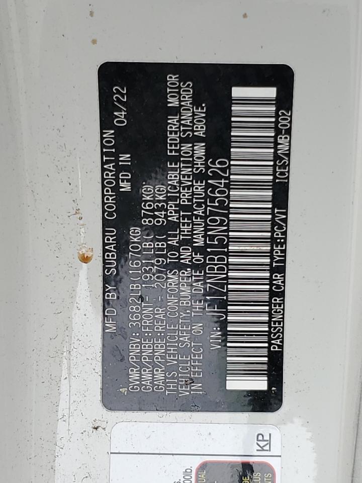 2022 TOYOTA GR 86 VIN:JF1ZNBB15N9756426