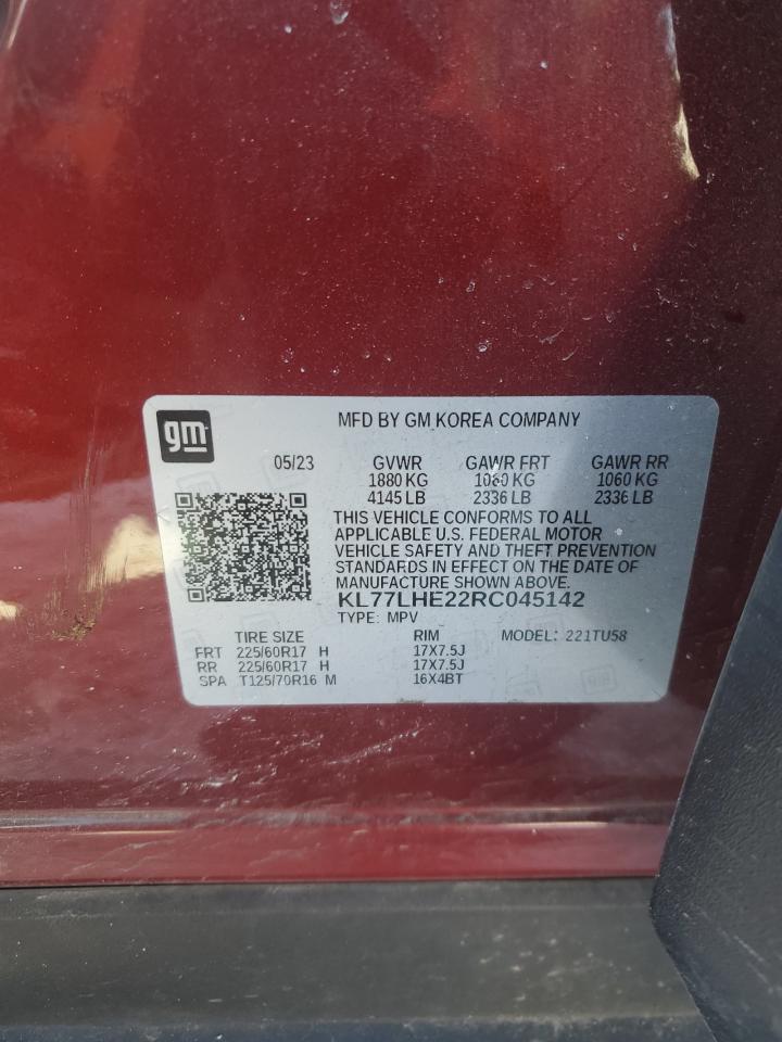 2024 CHEVROLET TRAX 1LT VIN:KL77LHE22RC045142