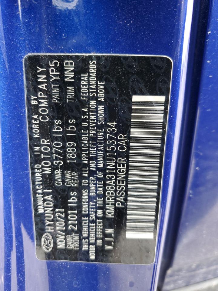 2022 HYUNDAI VENUE SE VIN:KMHRB8A31NU153734