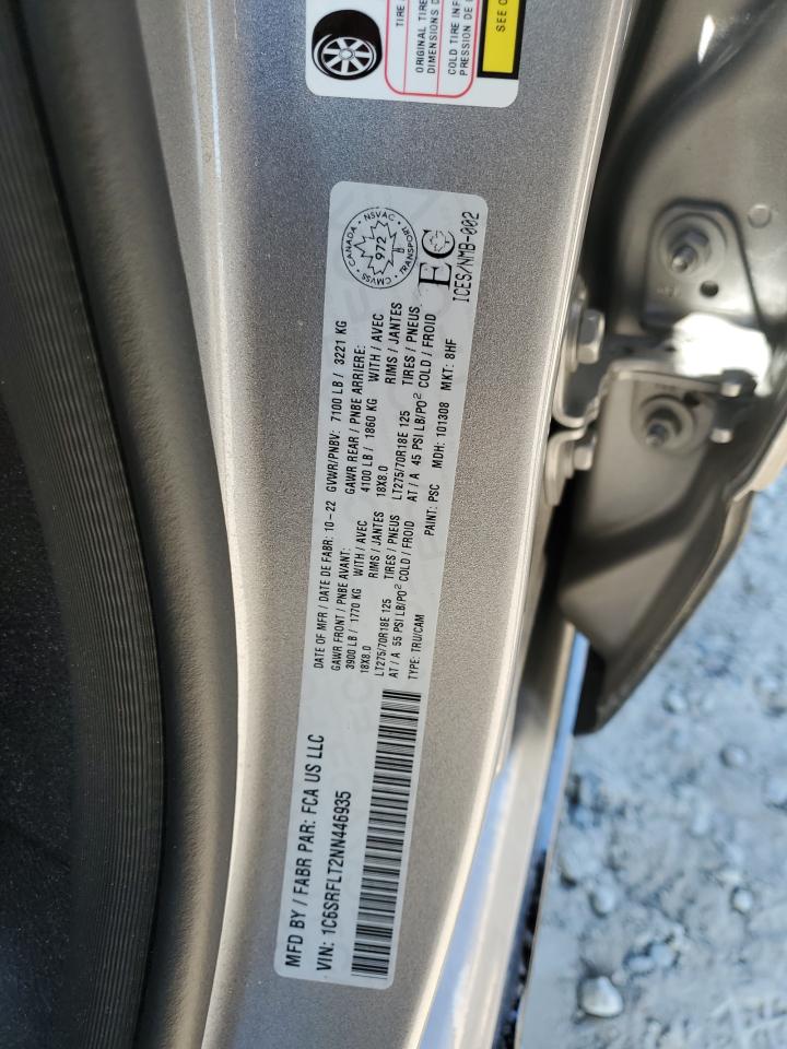 2022 RAM 1500 REBEL VIN:1C6SRFLT2NN446935