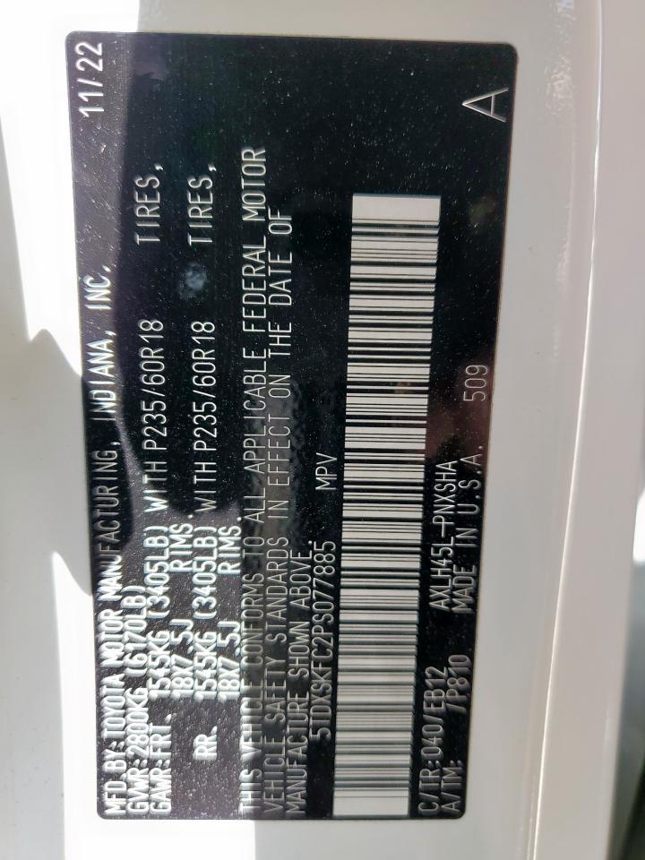 2023 TOYOTA SIENNA XSE VIN:5TDXSKFC2PS077885