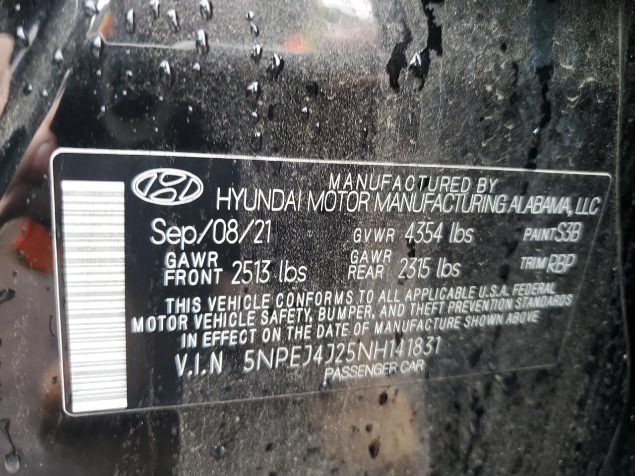 2022 HYUNDAI SONATA SEL PLUS VIN:5NPEJ4J25NH141831