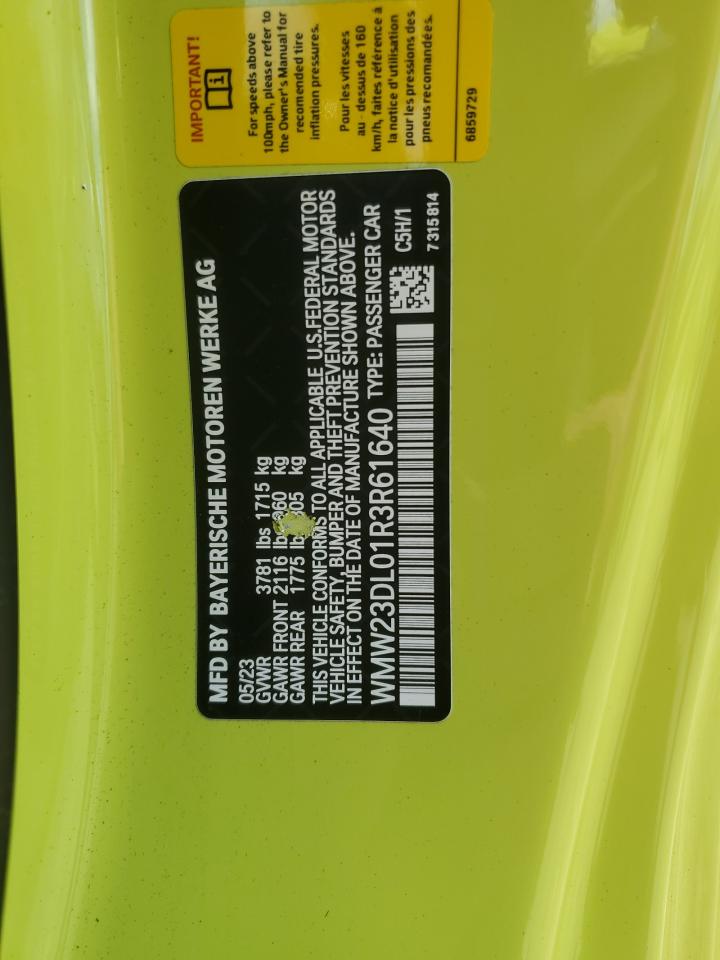 2024 MINI COOPER VIN:WMW23DL01R3R61640