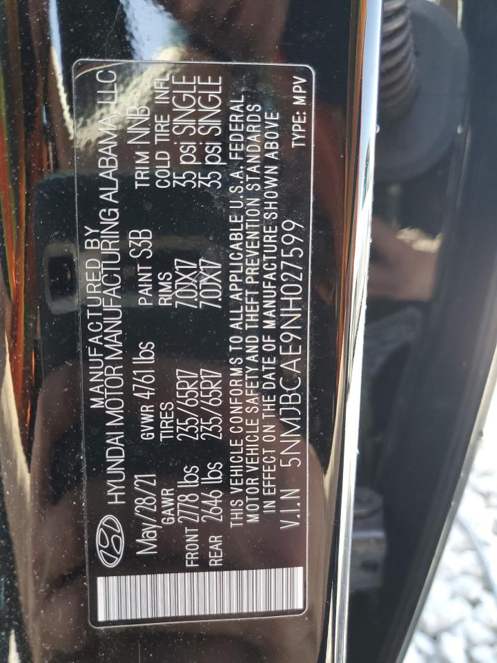 2022 HYUNDAI TUCSON SEL VIN:5NMJBCAE9NH027599