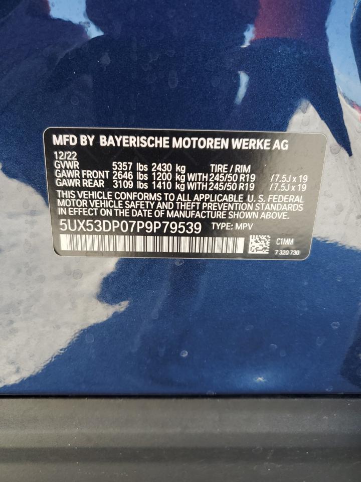 2023 BMW X3 XDRIVE30I VIN:5UX53DP07P9P79539