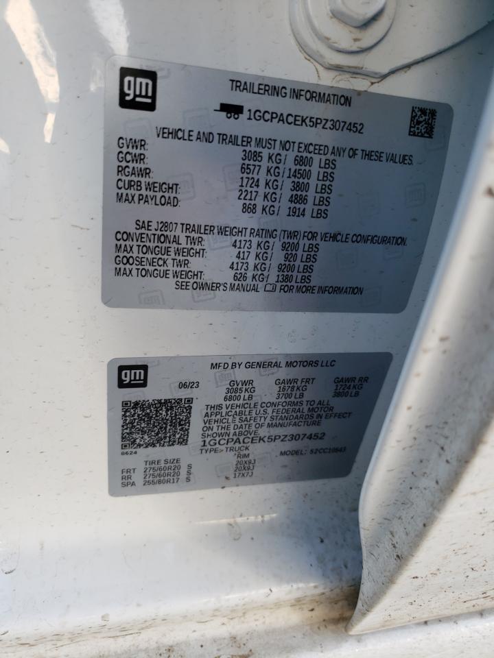 2023 CHEVROLET SILVERADO C1500 LT VIN:1GCPACEK5PZ307452