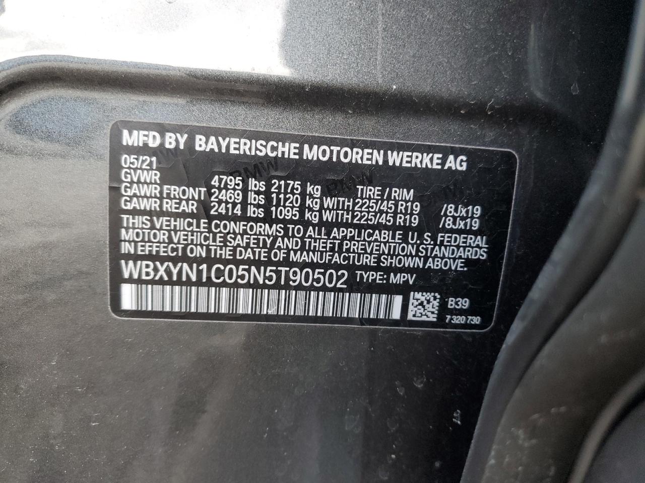 2022 BMW X2 M35I VIN:WBXYN1C05N5T90502