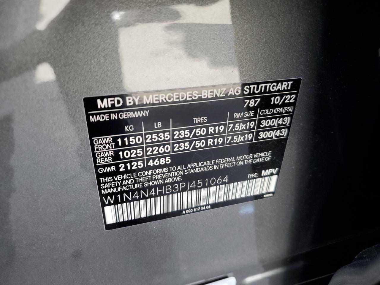 2023 MERCEDES-BENZ GLA 250 4MATIC VIN:W1N4N4HB3PJ451064