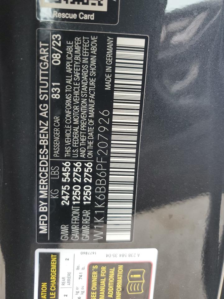 2023 MERCEDES-BENZ E AMG 53 VIN:W1K1K6BB6PF207926