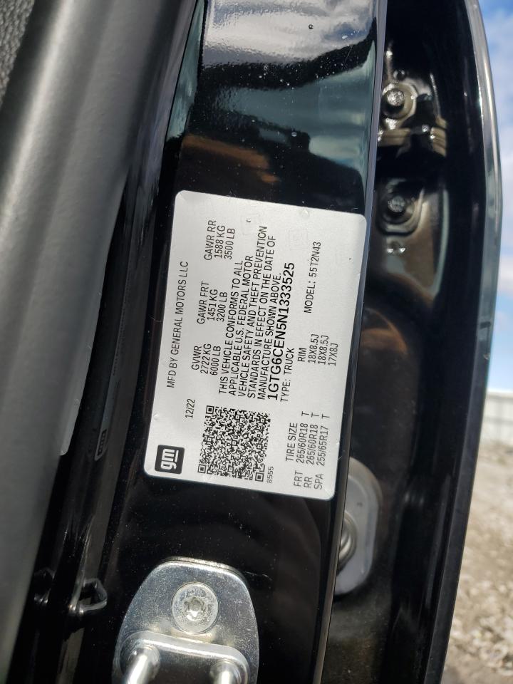 2022 GMC CANYON ELEVATION VIN:1GTG6CEN5N1333525
