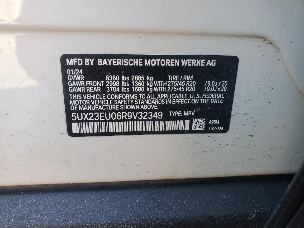 2024 BMW X5 XDRIVE40I VIN:1FTEX15Y0PKA12881