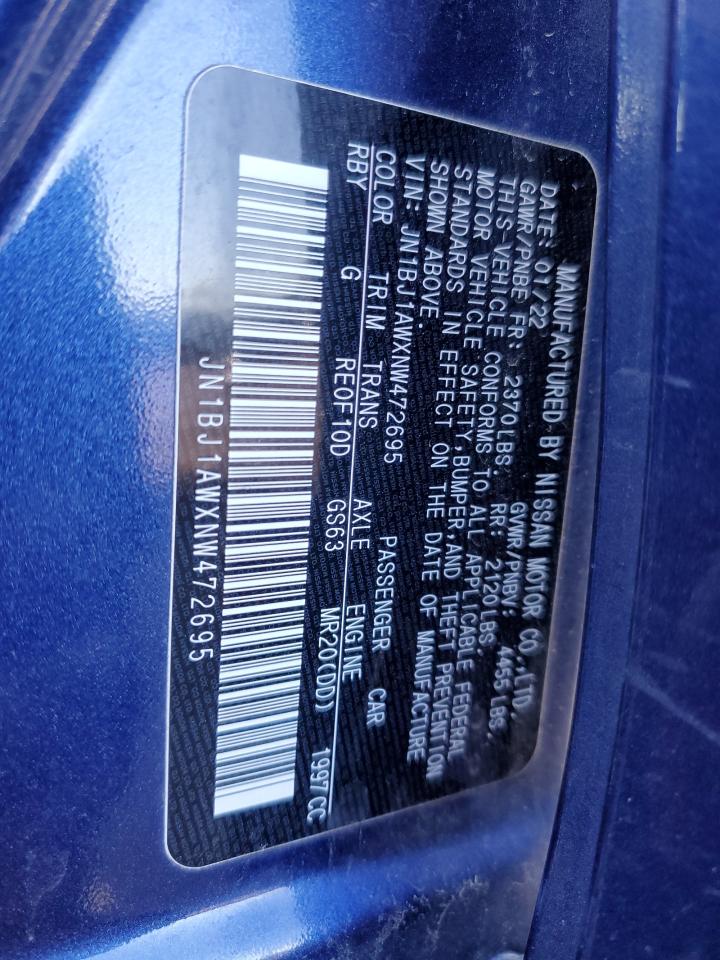 2022 NISSAN ROGUE SPORT S VIN:JN1BJ1AWXNW472695