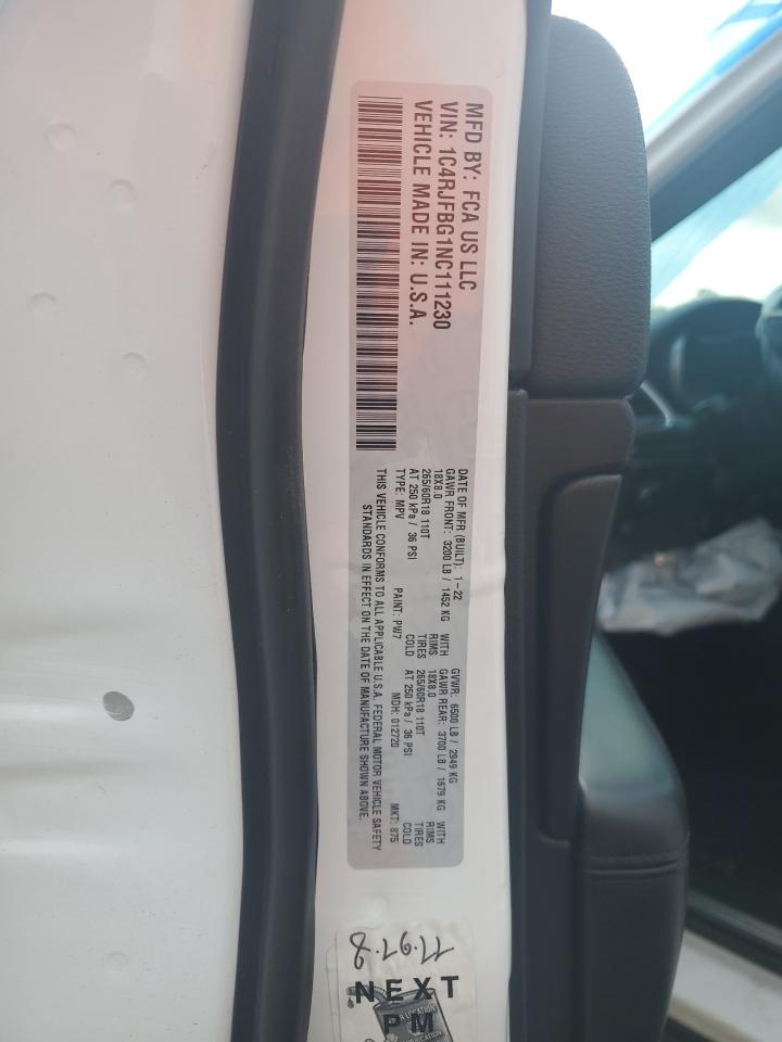 2022 JEEP GRAND CHEROKEE LIMITED VIN:1C4RJFBG1NC111230