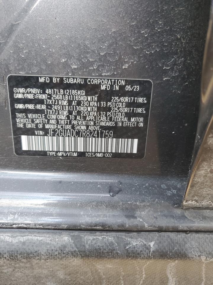 2024 SUBARU CROSSTREK PREMIUM VIN:JF2GUADC7R8241759