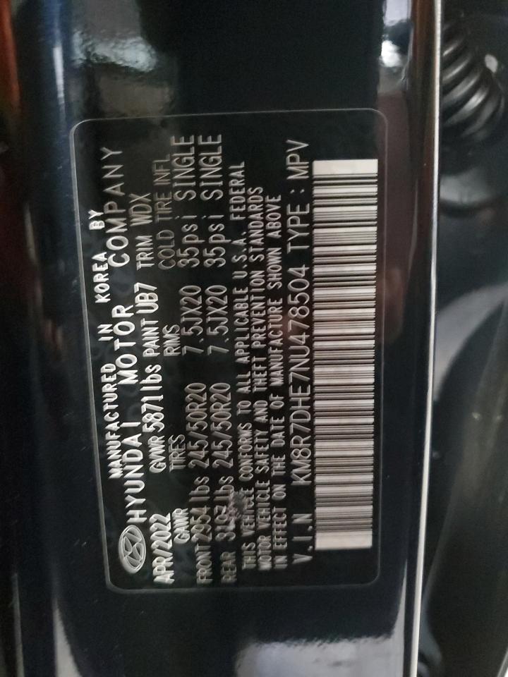 2022 HYUNDAI PALISADE CALLIGRAPHY VIN:KM8R7DHE7NU478504