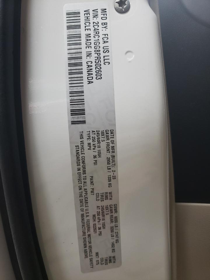 2023 CHRYSLER PACIFICA LIMITED VIN:2C4RC1GG8PR502603