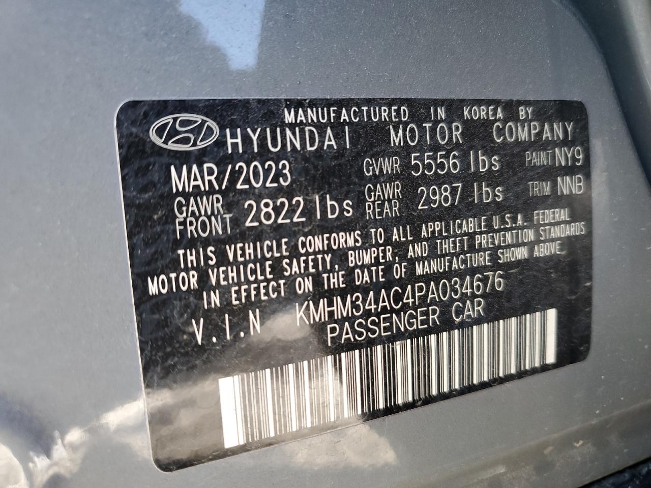 2023 HYUNDAI IONIQ 6 SEL VIN:KMHM34AC4PA034676