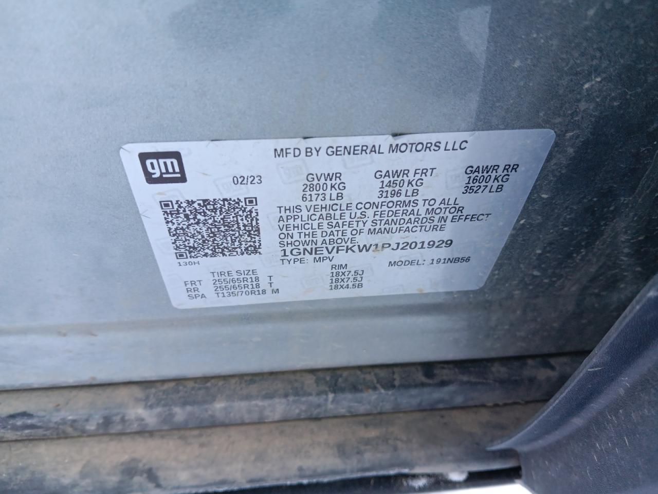 2023 CHEVROLET TRAVERSE LS VIN:1GNEVFKW1PJ201929